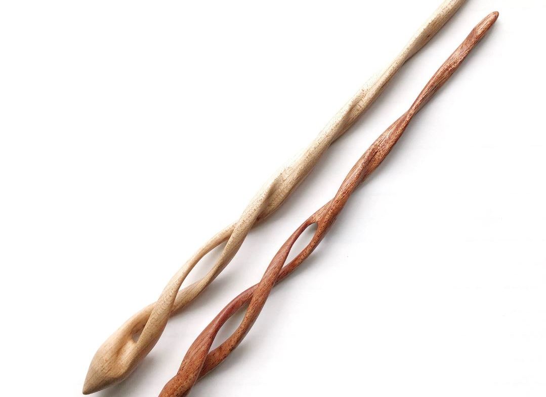 Spiral Maple and Mahogany Wands
